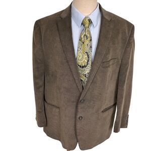 Chaps Blazer Mens 50R Olive Mini Corduroy Elbow Patches Academia Preppy Jacket